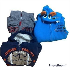 18 mos Sweatshirt Bundle Monster Mommy’s Big Guy Football Full Zip Hooded